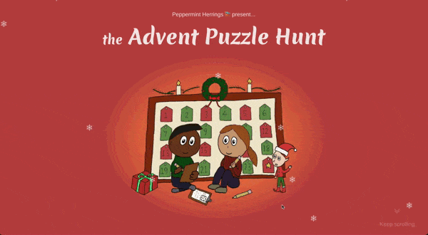 Clip of animated snowflakes on website home page.